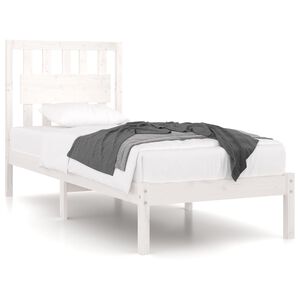 vidaXL Bed Frame | White | Solid pine wood | Single | Durable | Bed Frame