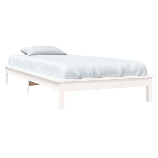 vidaXL Bed Frame without Mattress White Single Solid Wood