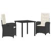vidaXL Garden Dining Set with Cushion 5 pcs Black Poly Rattan