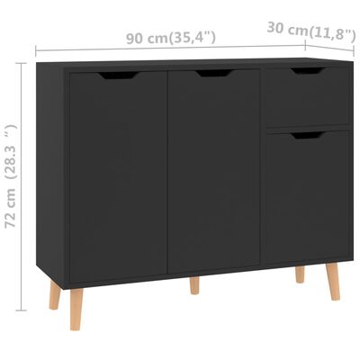vidaXL Sideboard High Gloss Black 90x30x72 cm Engineered Wood
