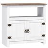 vidaXL Tv Cabinet | White with Brown Top | Solid Waxed Pinewood | Medium