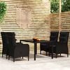 vidaXL 5 Piece Garden Dining Set Poly Rattan Black