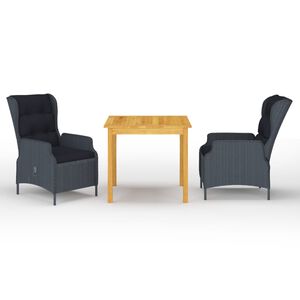 vidaXL 3 Piece Garden Dining Set Dark Grey