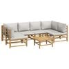 vidaXL 7 Piece Garden Lounge Set with Light Grey Cushions Bamboo