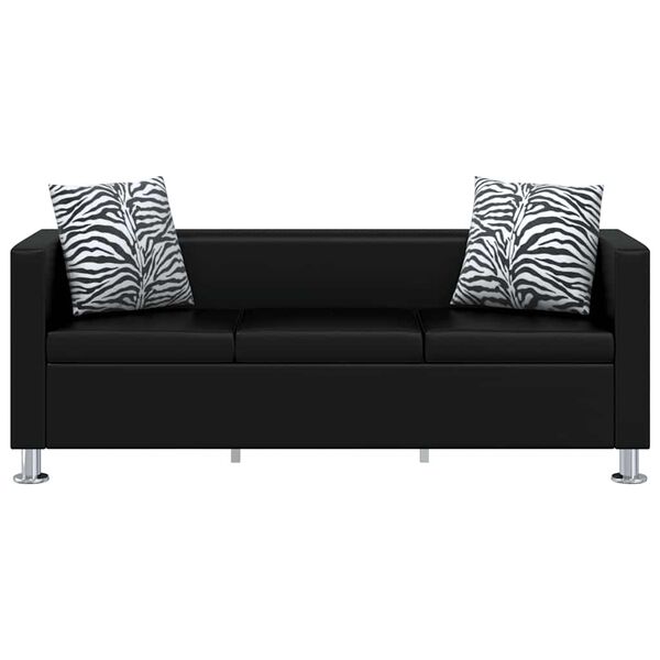 vidaXL Sofa Set Artificial Leather 3-Seater and 2-Seater Black