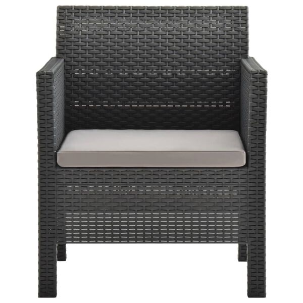 vidaXL 3 Piece Garden Lounge Set with Cushions PP Rattan Anthracite