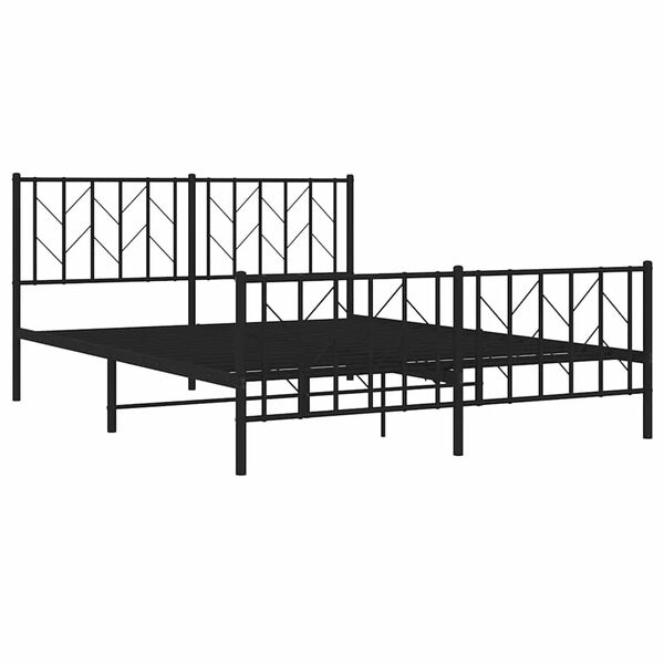 vidaXL Metal Bed Frame without Mattress with Footboard Black 150x200cm