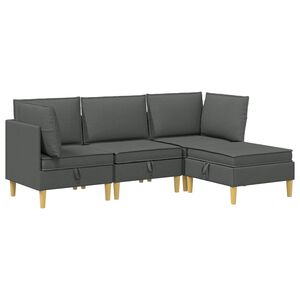 vidaXL Modular Sofa Set with Storage 4 pcs Dark Grey Fabric