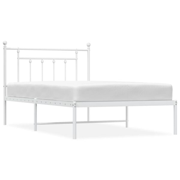 vidaXL Metal Bed Frame without Mattress with Headboard White 107x203cm