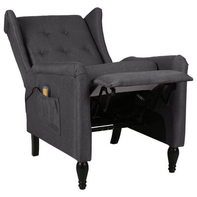 vidaXL Massage Reclining Chair Dark Grey Fabric