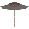 vidaXL Double Decker Garden Parasol with Wooden Pole 270 cm Anthracite