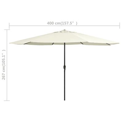 vidaXL Outdoor Parasol with Metal Pole 400 cm Sand White