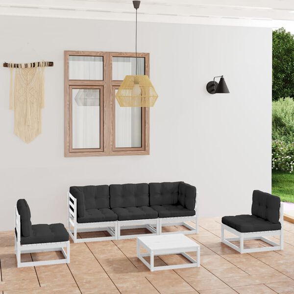 vidaXL 6 Piece Garden Lounge Set with Cushions Solid Pinewood