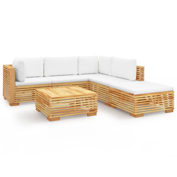 vidaXL 6 Piece Garden Lounge Set with Cushions Solid Wood Teak