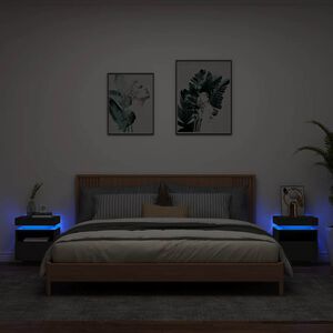 vidaXL Bedside Cabinets with LED Lights 2 pcs Black 40x39x48,5 cm