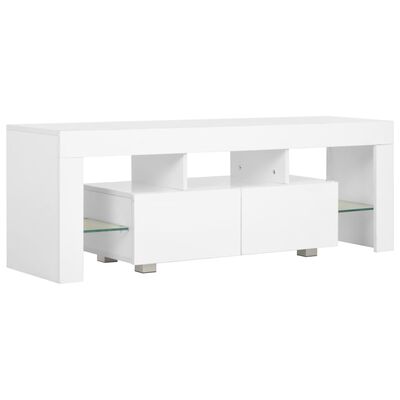 vidaXL TV Cabinet with LED Lights High Gloss White 130x35x45 cm