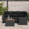 vidaXL Garden Sofa Set with Cushion 5 pcs Black Poly Rattan