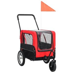 vidaXL Pet Bike Trailer | Red and Black | Oxford fabric and steel | Collapsible