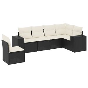 vidaXL 6 Piece Garden Sofa Set with Cushions Black Poly Rattan