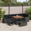 vidaXL Garden Sofa Set Height-Adjustable 9 pcs Black Poly Rattan