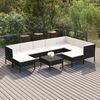 vidaXL 10 Piece Garden Lounge Set with Cushions Poly Rattan Black