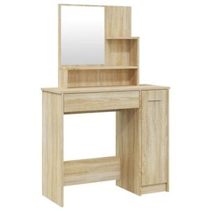vidaXL Dressing Table with Mirror Sonoma Oak 86,5x35x136 cm