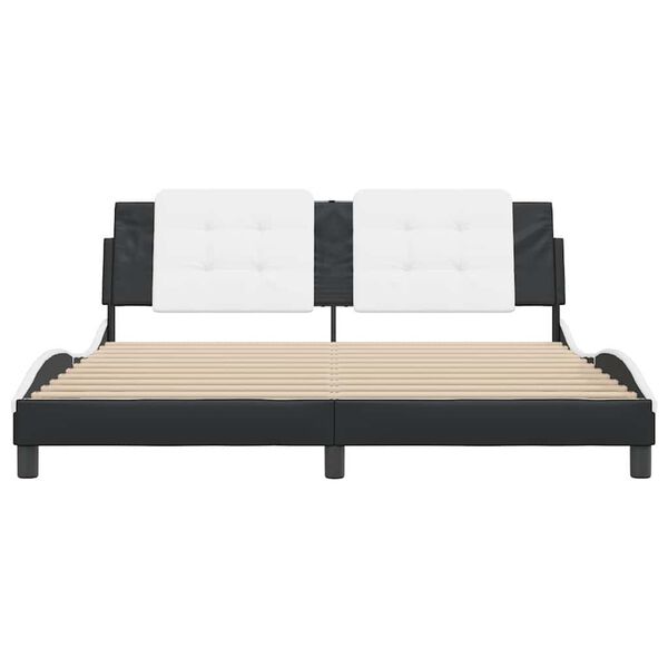 vidaXL Bed Frame without Mattress "Zadar" Black and White 180x200 cm Super King Faux Leather