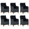 vidaXL 7 Piece Outdoor Dining Set with Cushions Poly Rattan Dark Grey