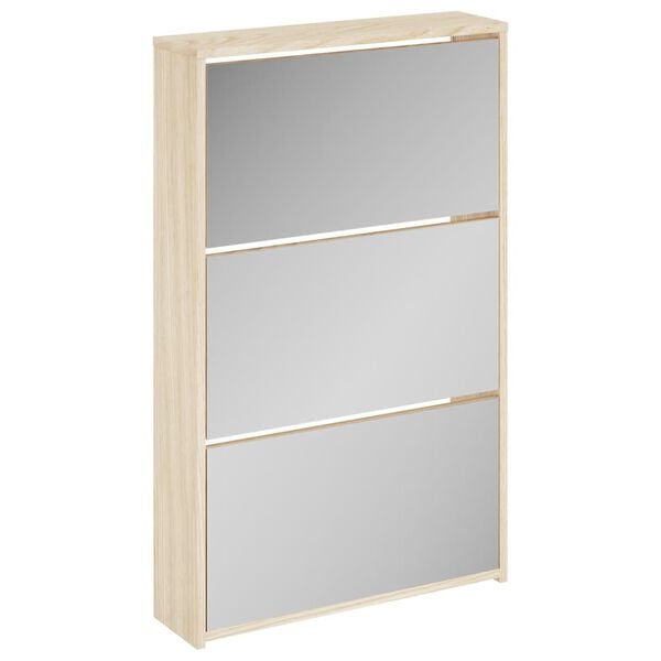 vidaXL Shoe Cabinet 3-Layer Mirror Oak 63x17x102.5 cm