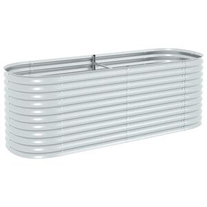 vidaXL Garden Raised Bed 240x80x81 cm Galvanised Steel Silver