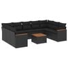 vidaXL 10 Piece Garden Sofa Set with Cushions Black Poly Rattan