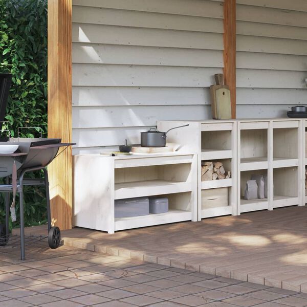 vidaXL Outdoor Kitchen Cabinets 2 pcs White Solid Wood Pine