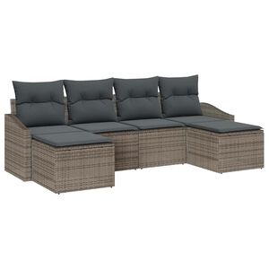 vidaXL Sofa Set 6 pcs Grey [Synthetic]: Poly Rattan