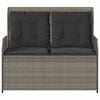 vidaXL Garden Bench with Cushion Grey Poly rattan