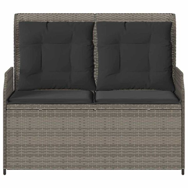 vidaXL Garden Bench with Cushion Grey Poly rattan