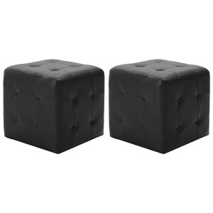 vidaXL Pouffe | Black | Faux Leather, Wood | 30x30x30 cm | Durable