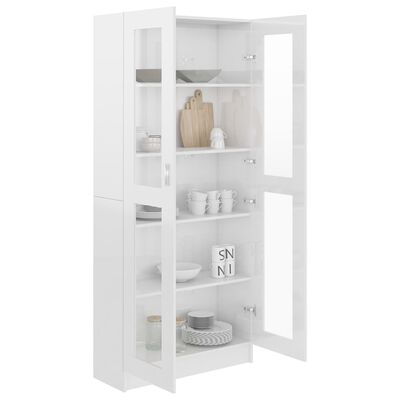 vidaXL Vitrine Cabinet High Gloss White 82.5x30.5x185.5 cm Engineered Wood
