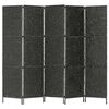 vidaXL 5-Panel Room Divider Black 193x160 cm Water Hyacinth