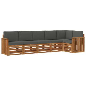 vidaXL Outdoor Sofa Set 6 pcs Natural and Anthracite Polyester