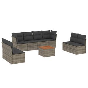vidaXL 9 Piece Garden Sofa Set with Cushions Grey Poly Rattan