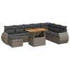 vidaXL 9 Piece Garden Sofa Set with Cushions Grey Poly Rattan
