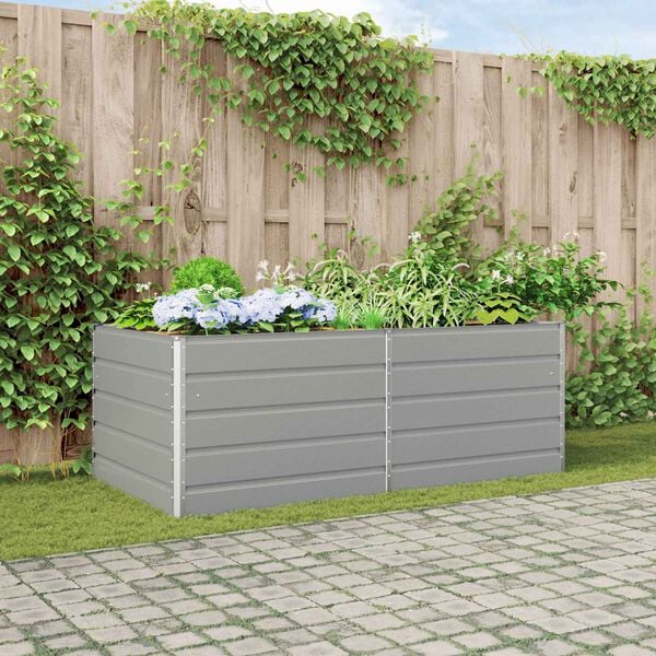 vidaXL Planter Light Grey 195 x 100 x 75 cm Galvanised Steel