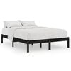 vidaXL Bed Frame without Mattress Black Solid Wood Double