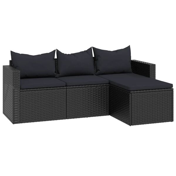 vidaXL Garden Lounge Set Black Poly Rattan