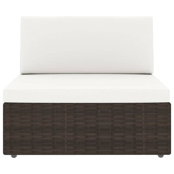 vidaXL 14 Piece Garden Lounge Set with Cushions Brown Poly Rattan