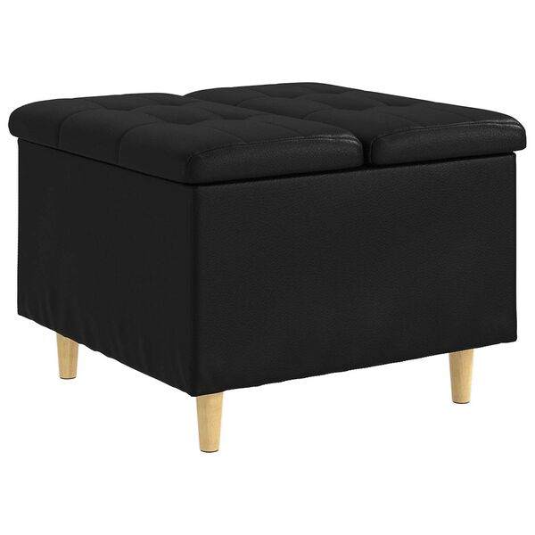 vidaXL Button Stool with Cushion Black 60 x 60 x 45 cm Faux leather