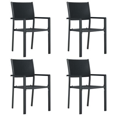 4 Pcs Black Plastic Rattan Look, Black Plastic Outdoor Chairs Australia