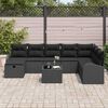 vidaXL Garden Sofa Set with Cushion 9 pcs Black Poly rattan