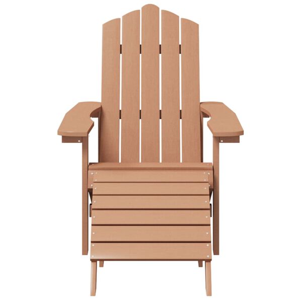 vidaXL Garden Adirondack Chairs with Footstool & Table HDPE Brown