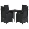 vidaXL 5 Piece Garden Dining Set with Cushions Black Poly Rattan
